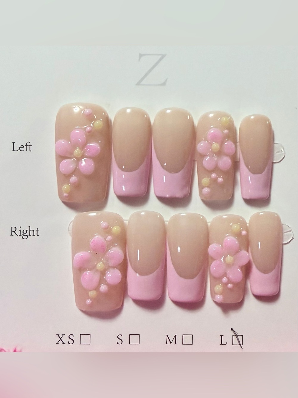 Press-On Nude & Pink Floral Nail Set